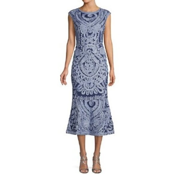 JS Collections Women's Soutache Flare Hem Midi Dress - 14 - Picture 1 of 9